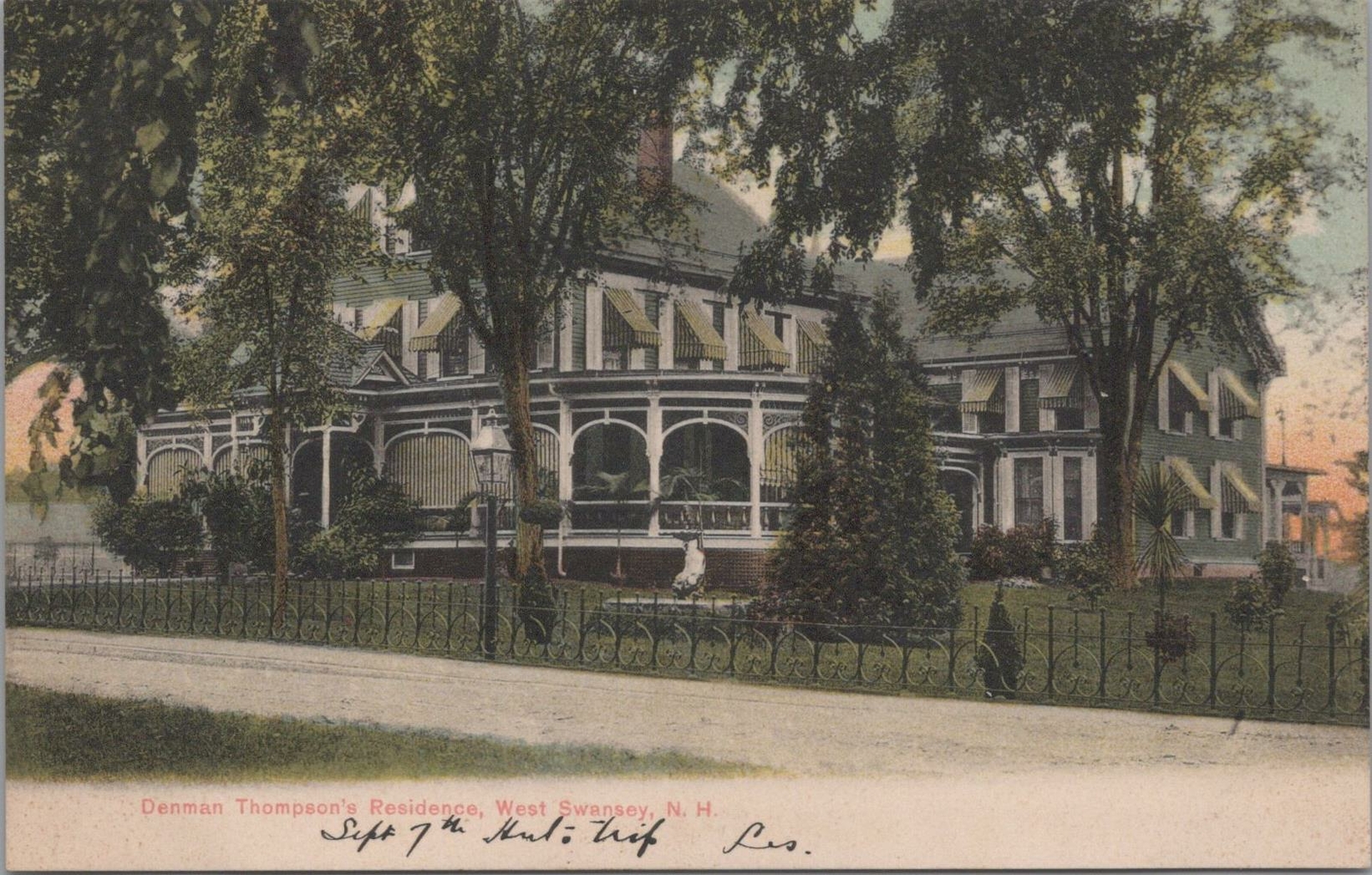 Postcard Denman Thompson's Residence West Swansey NH 