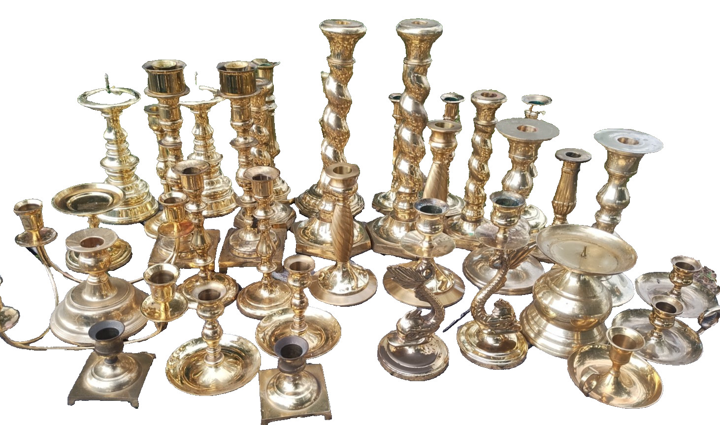 Solid Brass Extra Fancy Vintage Lot 40 Candles Party~Wedding Baldwin VMC Barley