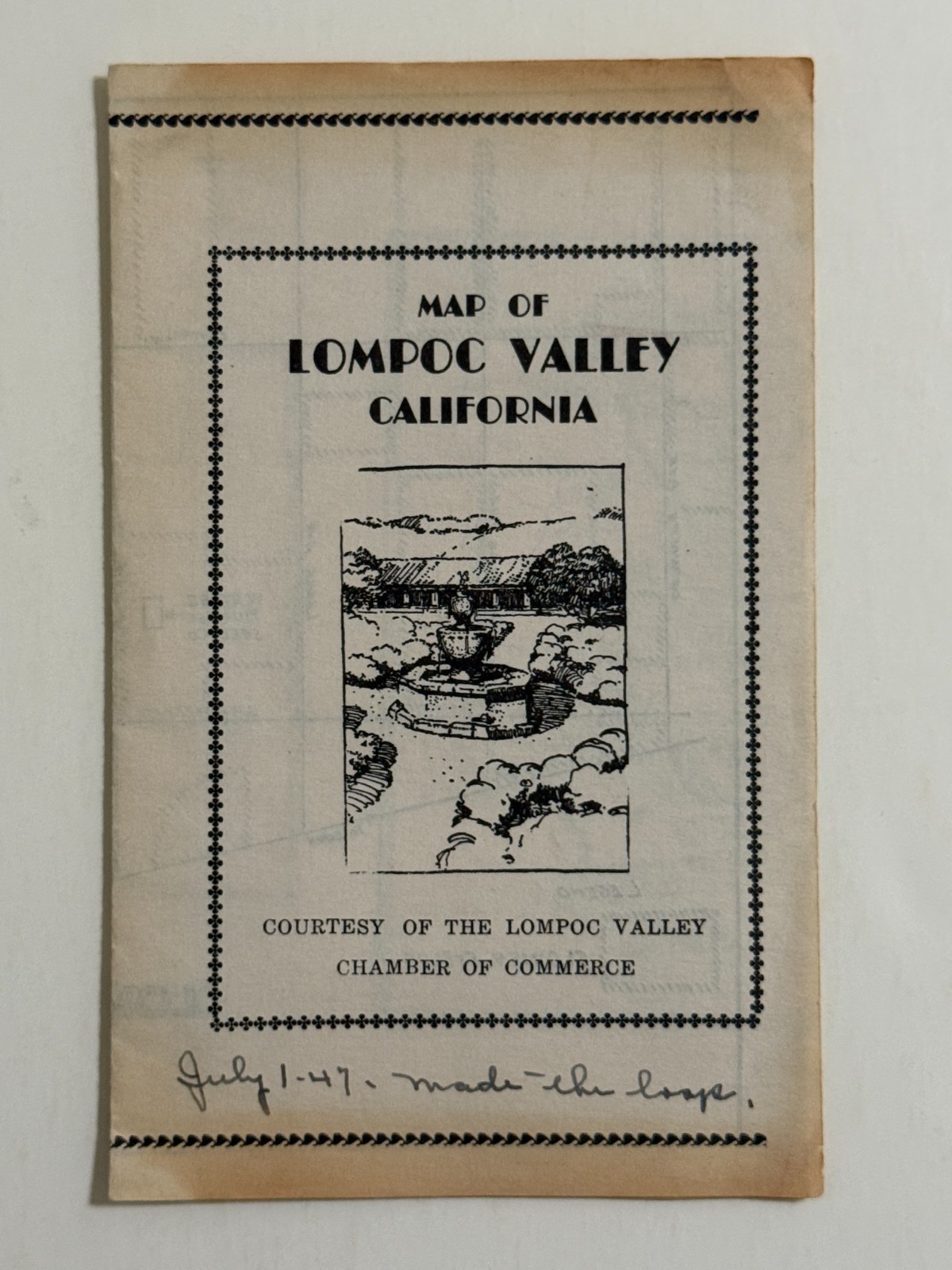 Vintage (1947) Map of Lompoc Valley, Santa Barbara County, California Vintage (1947) Map of Lompoc Valley, Santa Barbara County, California