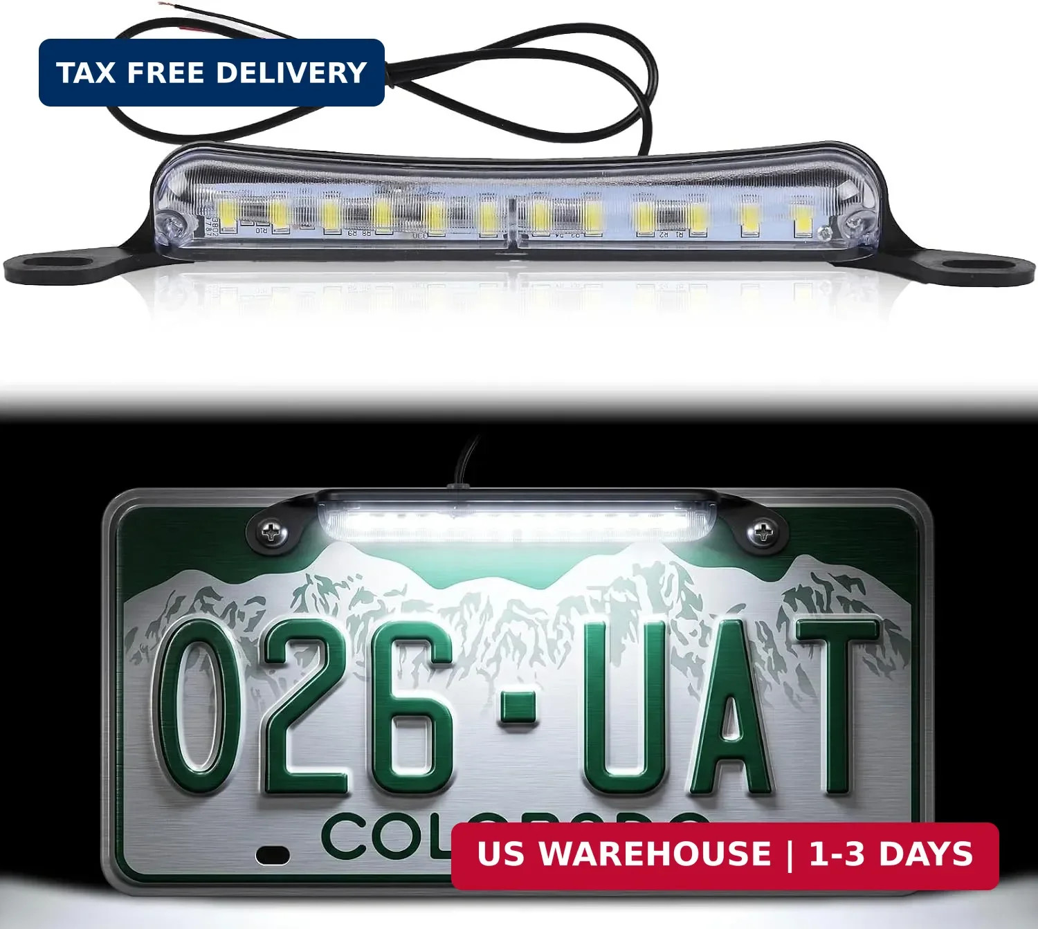 12V Universal LED License Plate Light, Ultra Bright White