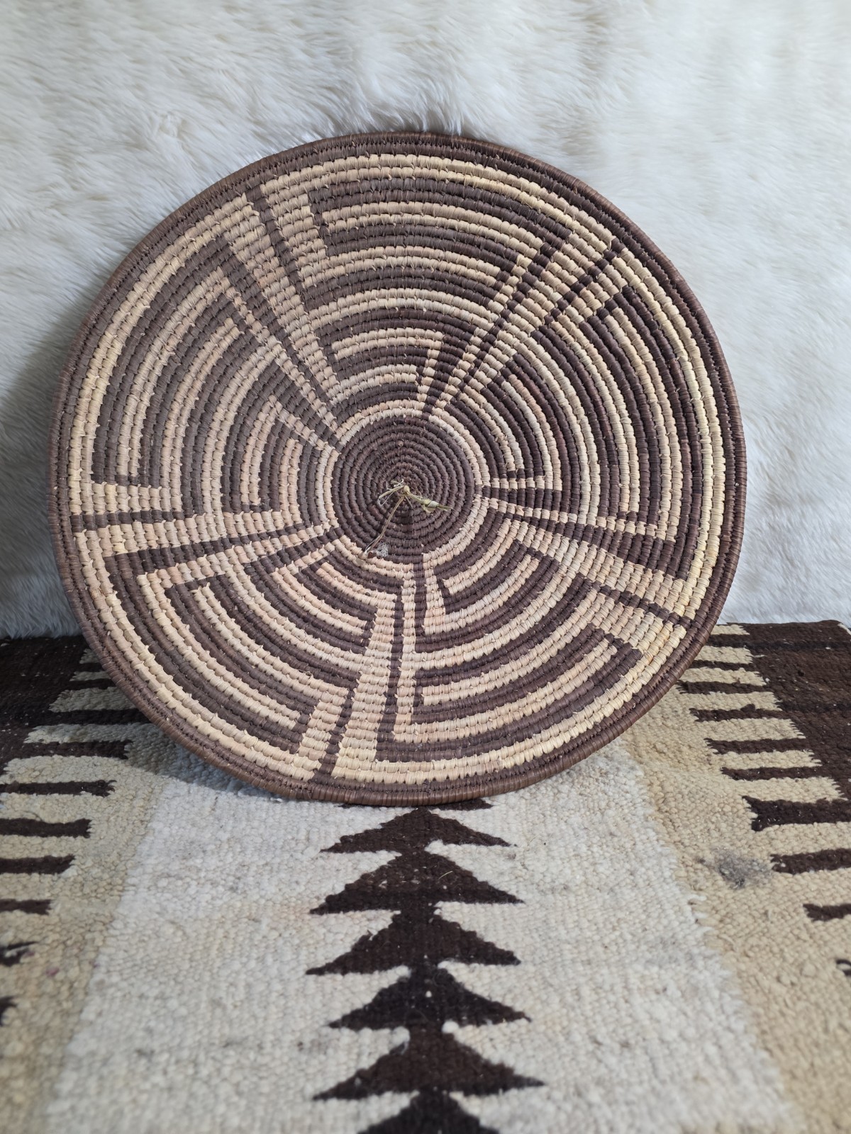 Large Vintage Hand Coiled Southwestern Basket Wall Plaque 20\