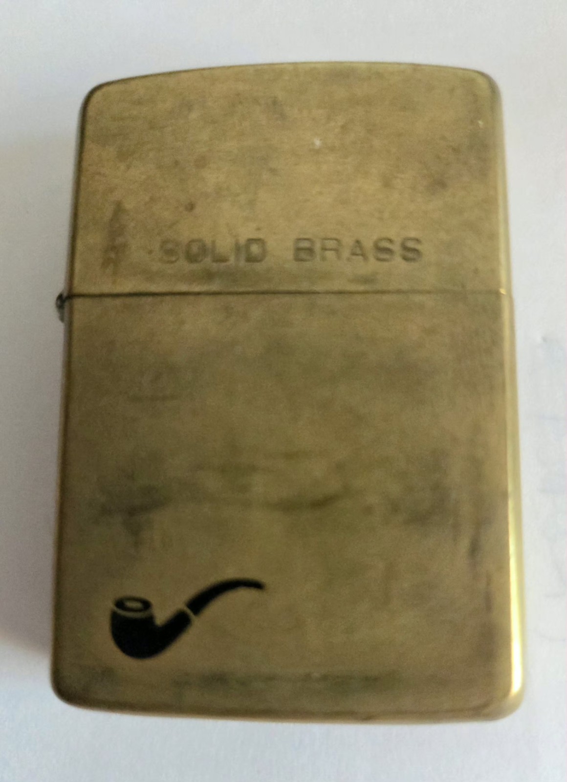 Vintage 1990 Zippo Solid Brass Pipe Lighter, Factory Matched F VI Gold Insert Vintage 1990 Zippo Solid Brass Pipe Lighter, Factory Matched F VI Gold Insert
