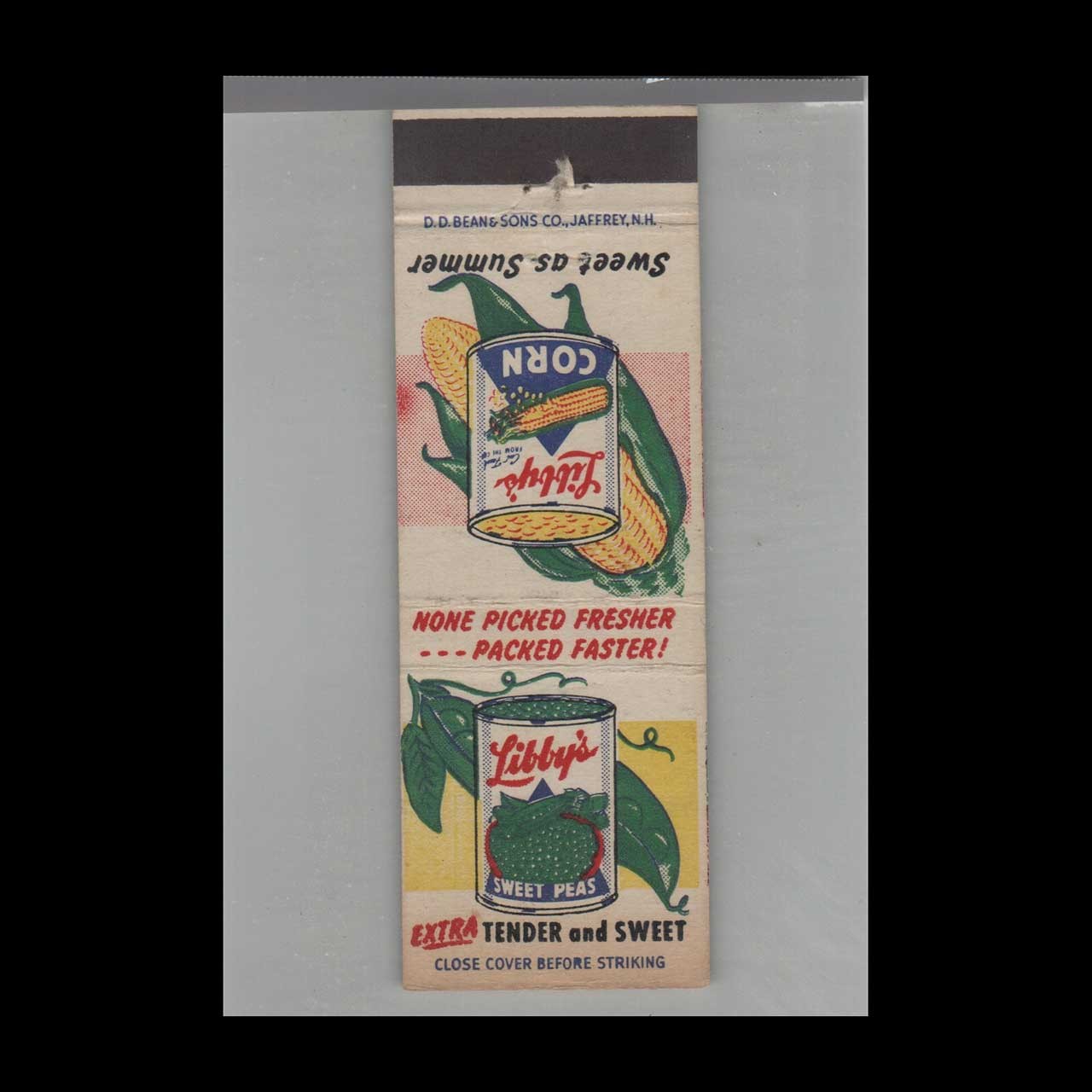 Matchbook Cover Libby\'s Sweet Peas Extra Tender & Sweet