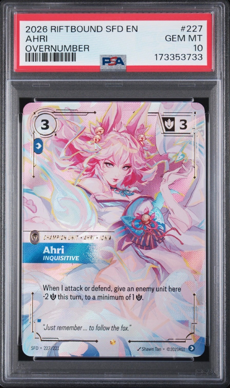 2026 RIFTBOUND: LEAGUE OF LEGENDS SFD-SPIRITFORGED AHRI - INQUISITIVE PSA 10