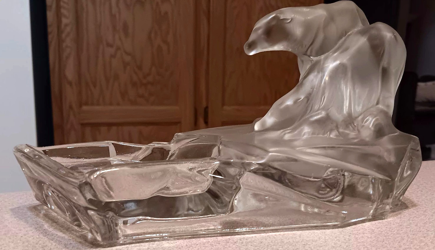 nice Vintage ZENTNER 1930s POLAR BEAR Ashtray Clear Pressed Glass Czech Art Deco