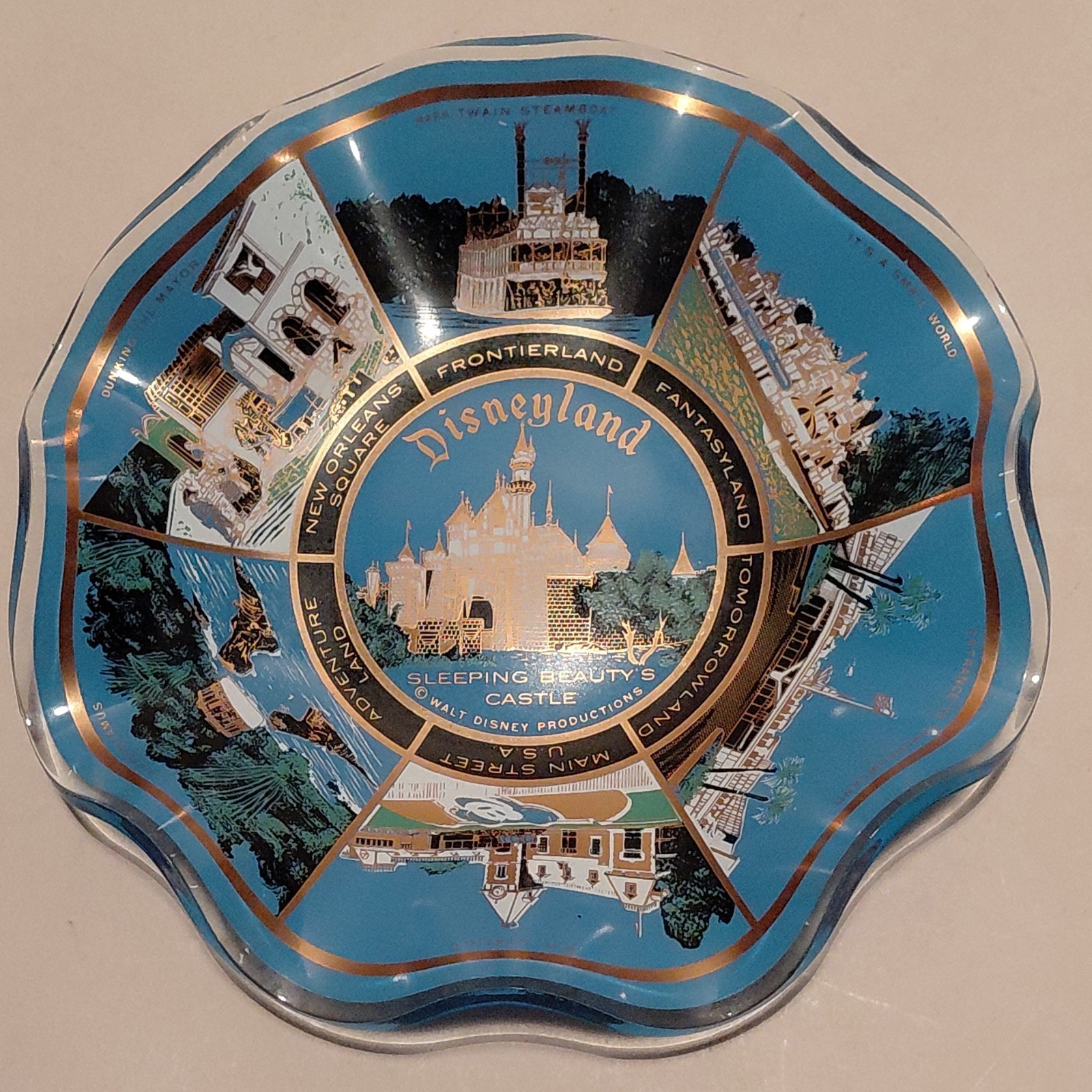 Vintage Walt Disney Disneyland Glass Candy Dish Ashtray Bowl Memorabilia 1970s