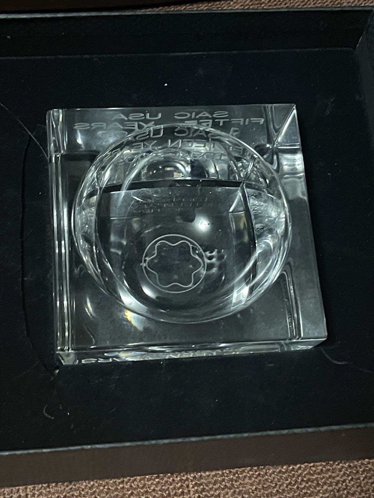 Montblanc Crystal Paperweight / Paper Clip Bowl / Perfect Shape w/ Original Box