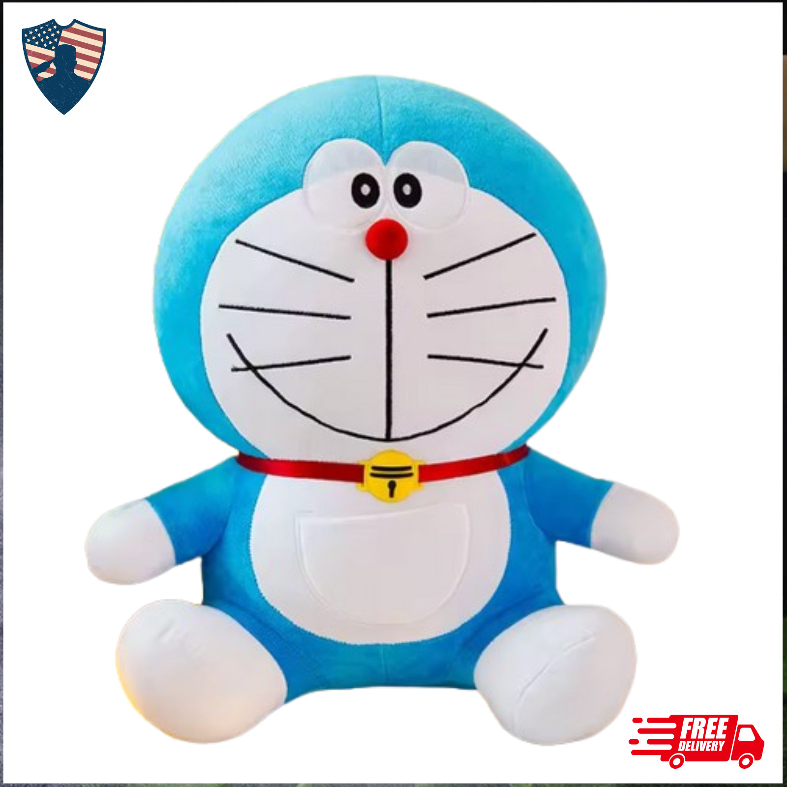 New LARGE Magic Dream Doraemon Smile Sitting Plush Cute 22cm Blue Doll Toy Anime