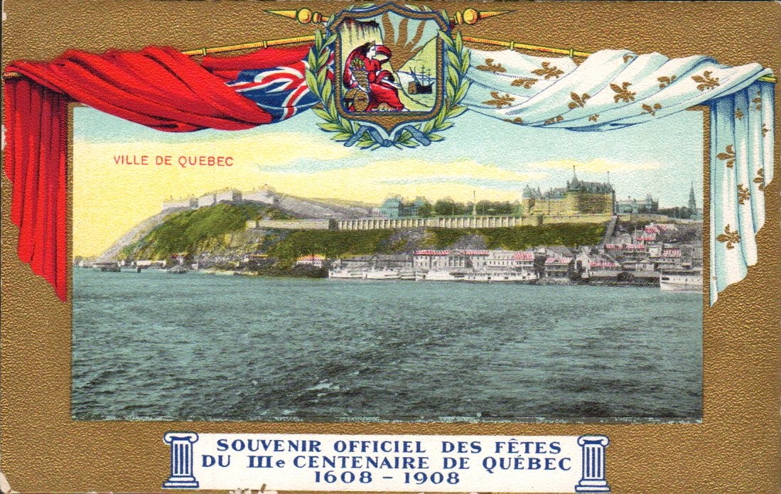 Quebec City - View from River, Tercentenary Souvenir - Antique Postcard - 1908