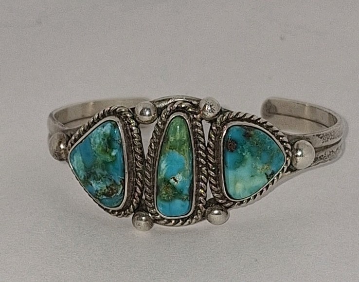 AMAZING NAVAJO BEAUTIFUL Royston Turquoise Sterling Silver Cuff Bracelet SIGNED
