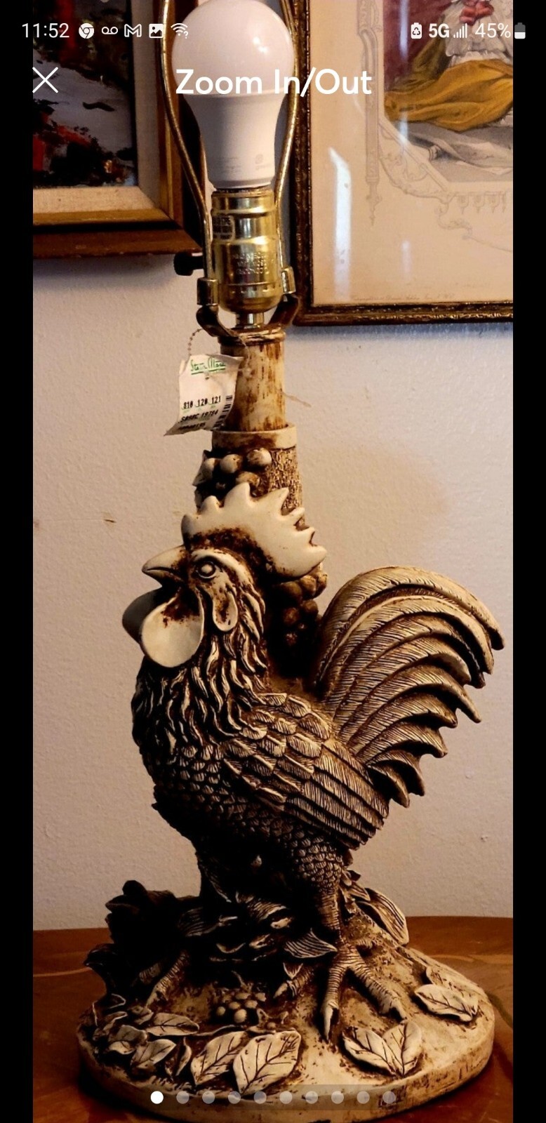 Vintage Brand New Table Lamp Rooster