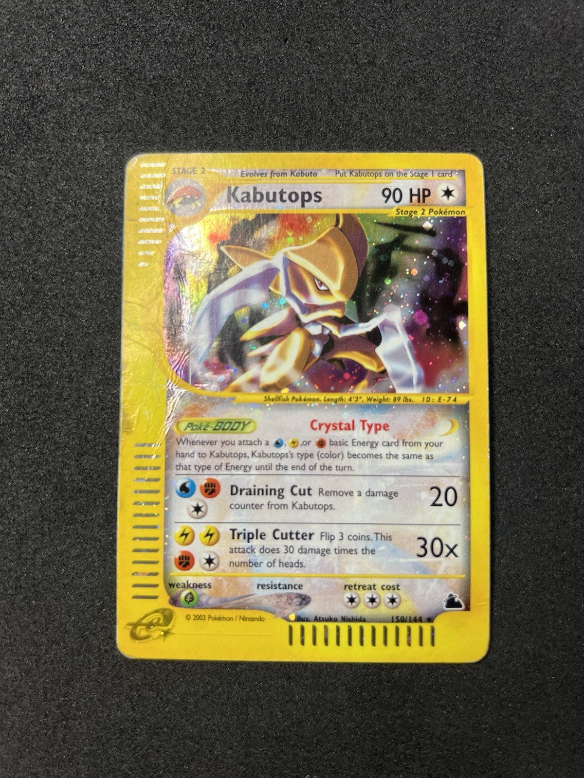 Pokemon Kabutops 150/144 Skyridge Crystal Holo 2003 Secret Rare ENG HP Pokemon Kabutops 150/144 Skyridge Crystal Holo 2003 Secret Rare ENG HP
