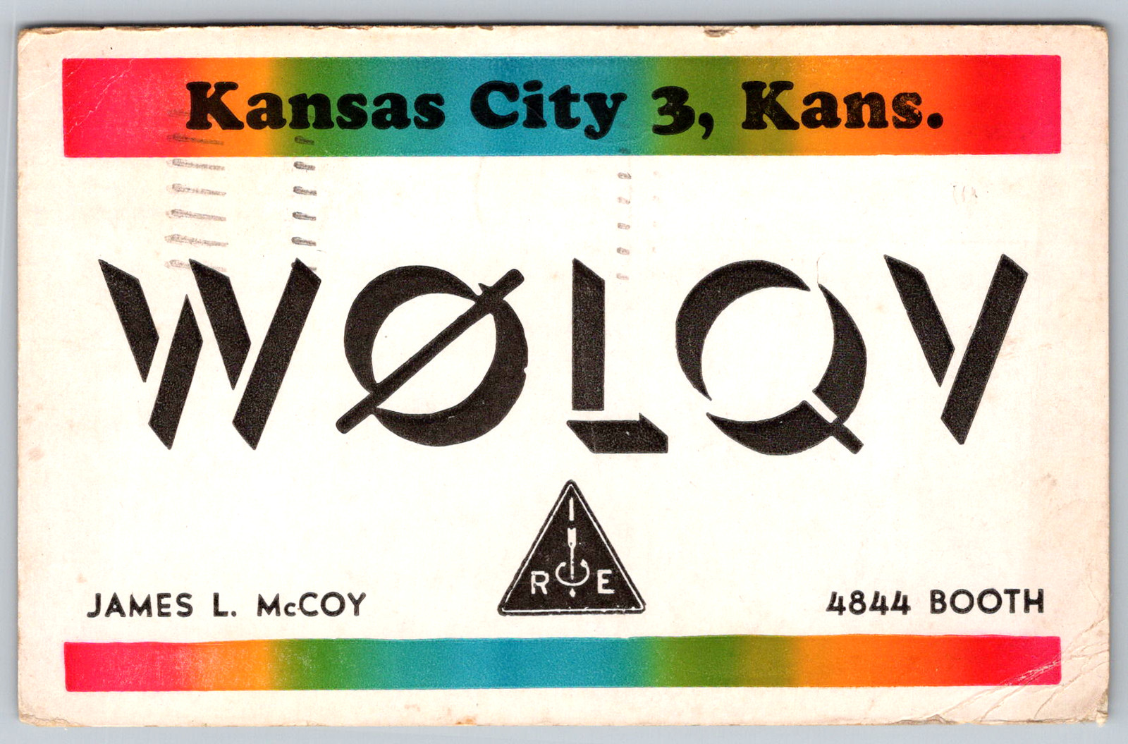 ** c1960s Kansas City Radio QSL Card Chrome Postcard