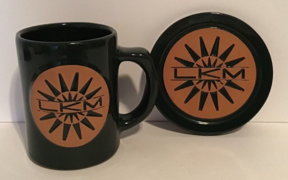 Rare Dark Green LKM Coffee Mug & Matching LKM Coaster by Frankoma USA