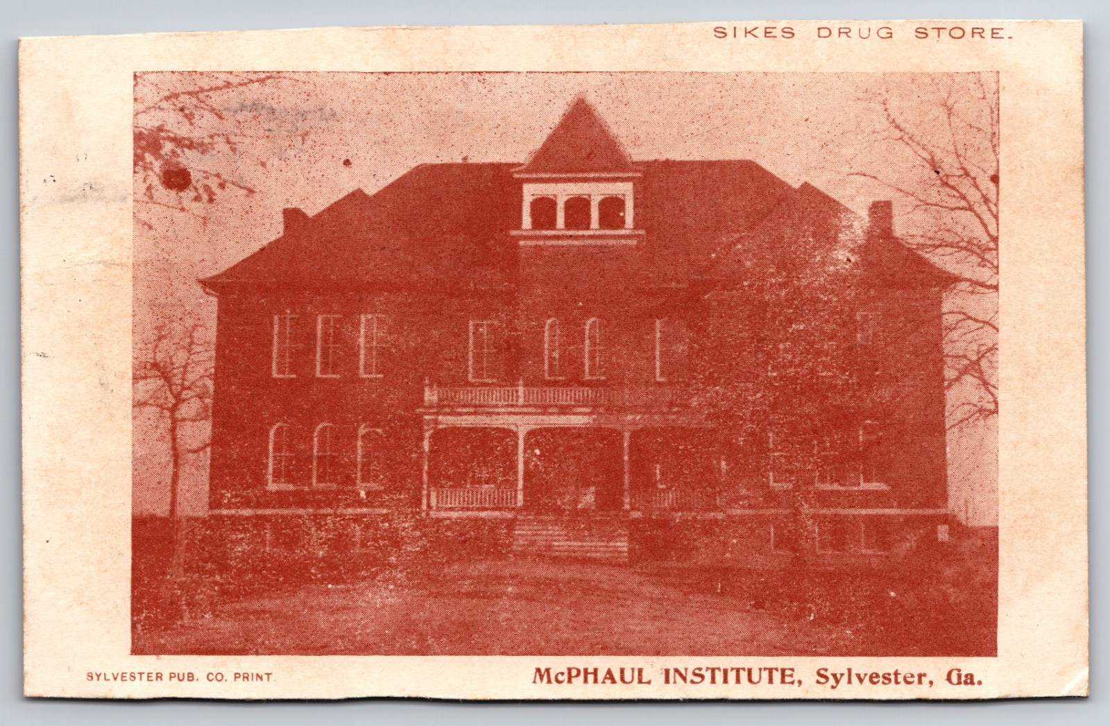McPhaul Institute Sylvester Georgia GA 1907 Postcard
