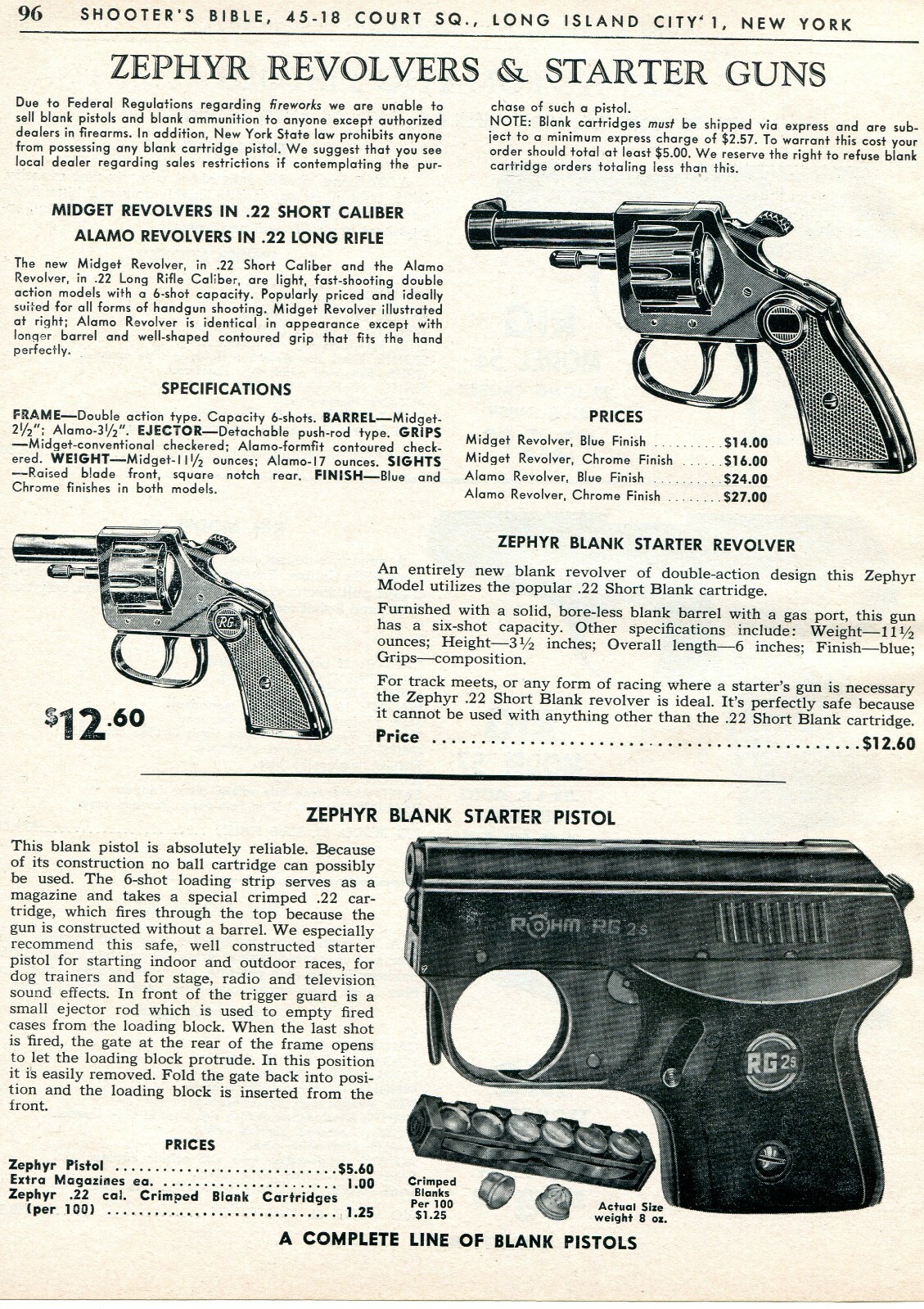 1962 Print Ad of Midget Revolver, Zephyr RG Revolver & Rohm RG2s Blank Pistol 1962 Print Ad of Midget Revolver, Zephyr RG Revolver & Rohm RG2s Blank Pistol