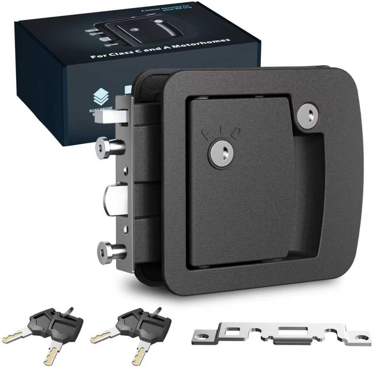 Class excited RV Camper Entry Door Lock Latch Handle Replacement with 4 Keys