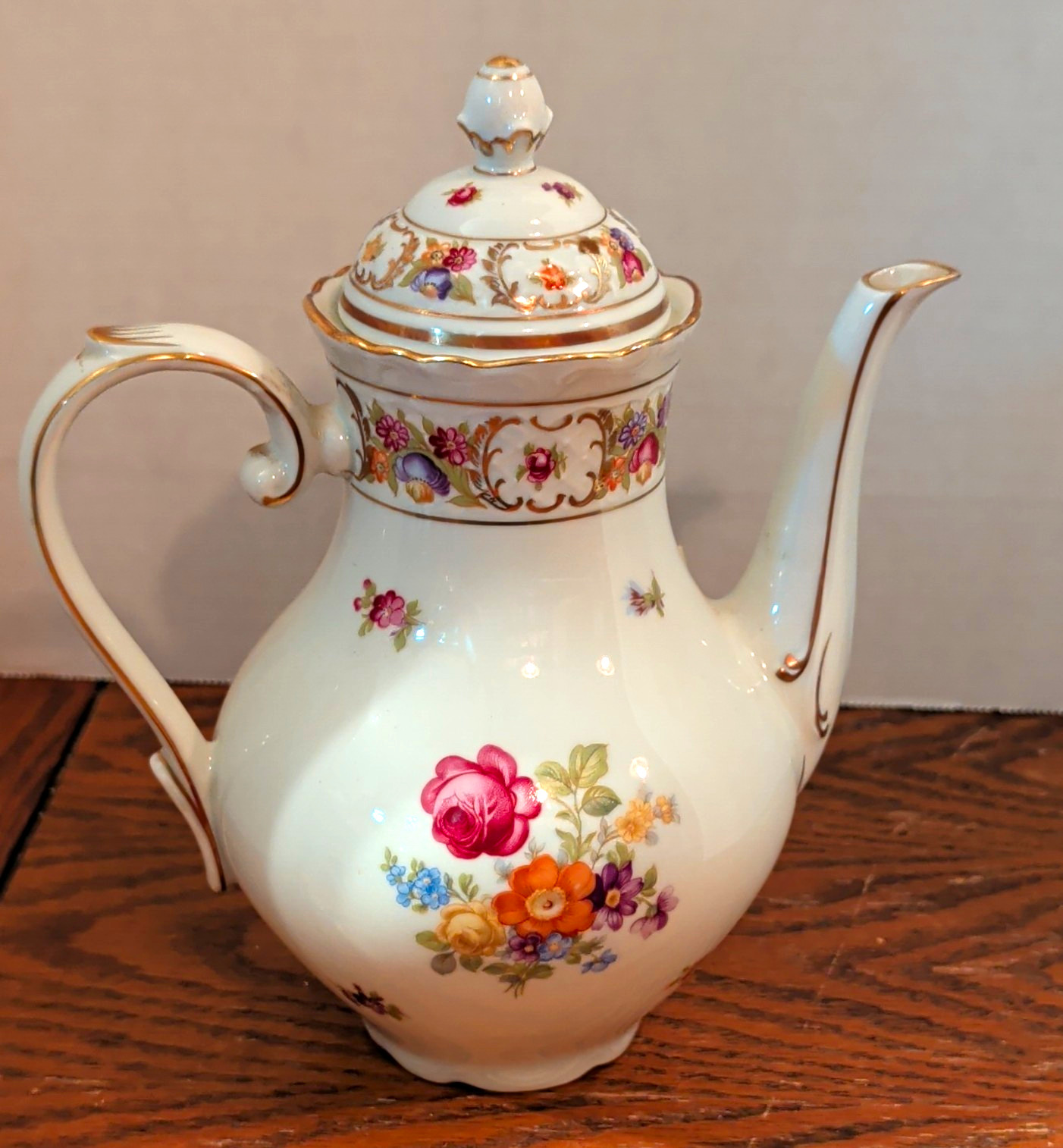 Schumann Arzberg Empress Dresden Flowers Coffee Pot Lid Bavaria Germany 870/2