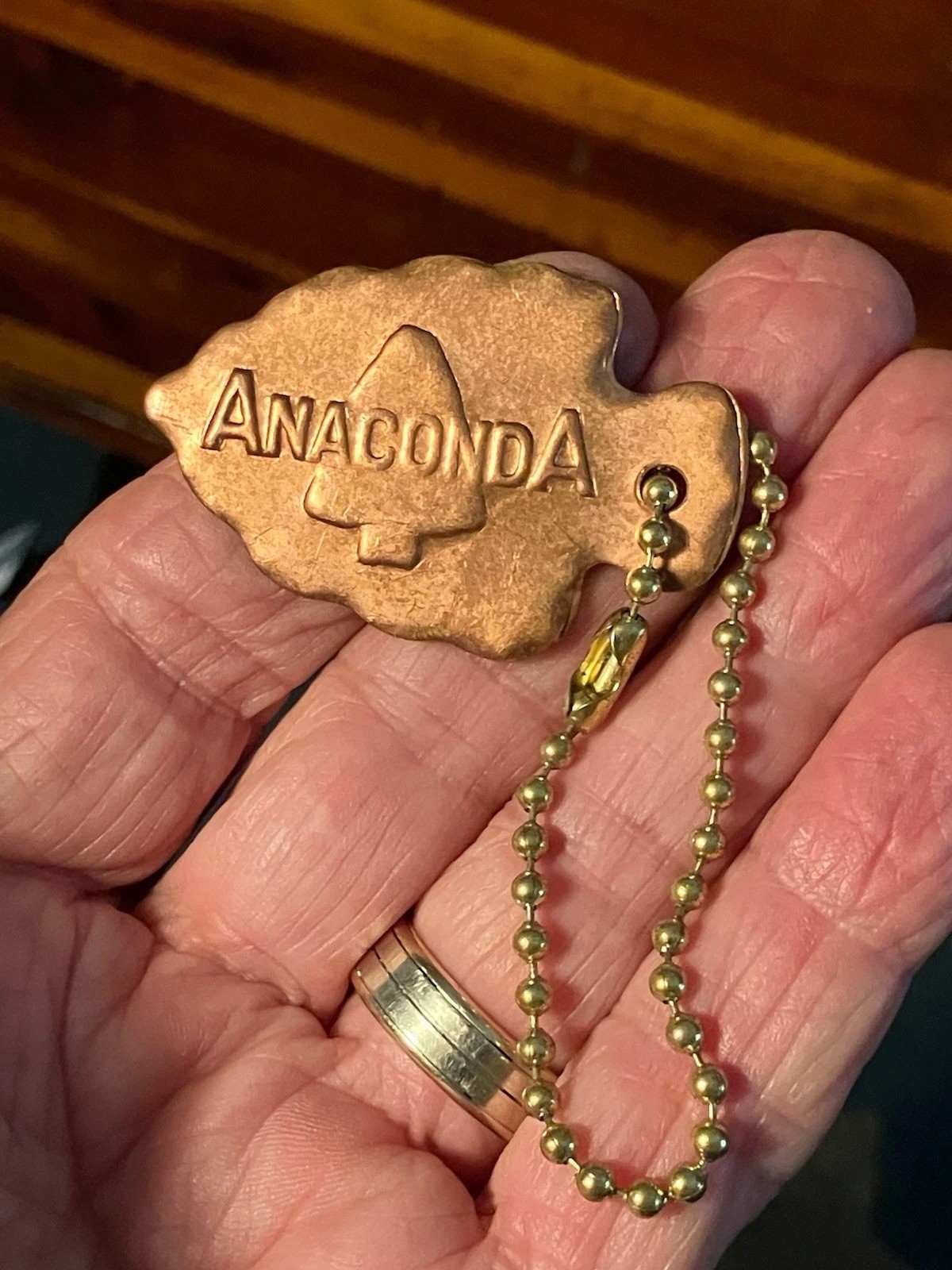 Vintage ANACONDA Copper Mining Co ARROWHEAD Keychain FOB Butte Montana