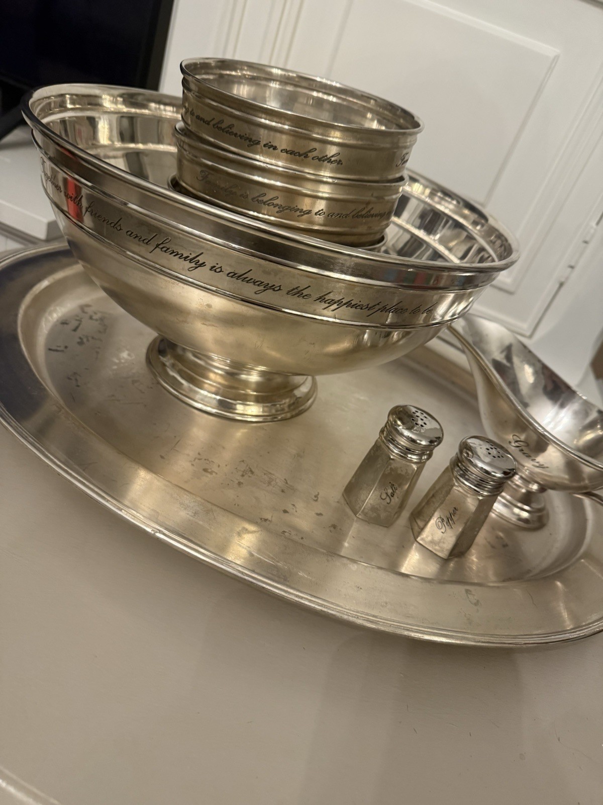Pottery Barn Retired 8 Piece Silverplate Serving Set (Antique Silver)