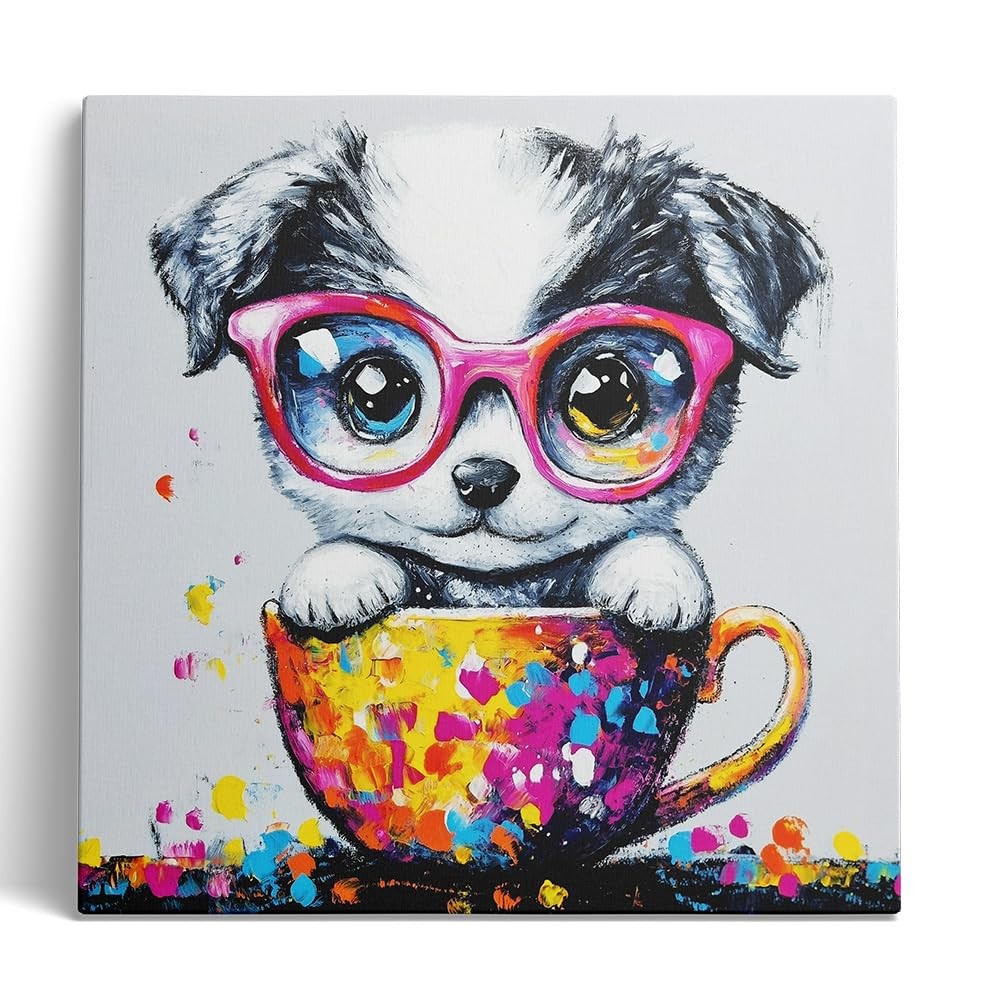 Ypxzzj Cute Puppy in a Teacup Canvas Wall Art Poster Framed Ready to Hang Ypxzzj Cute Puppy in a Teacup Canvas Wall Art Poster Framed Ready to Hang