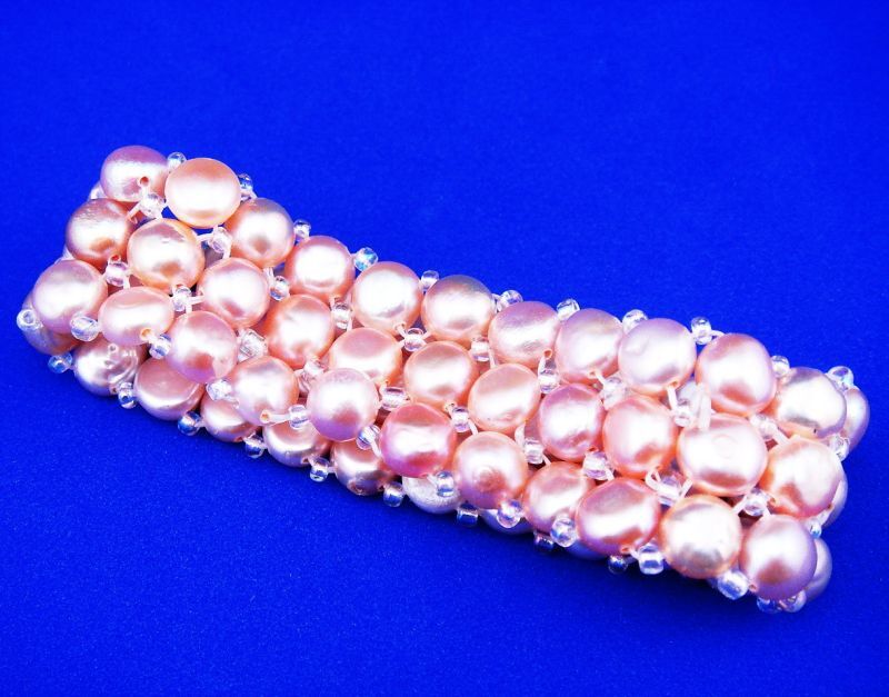 Gorgeous Pink Pearl Beads HandMade Lady Bangle Bracelet #01292502