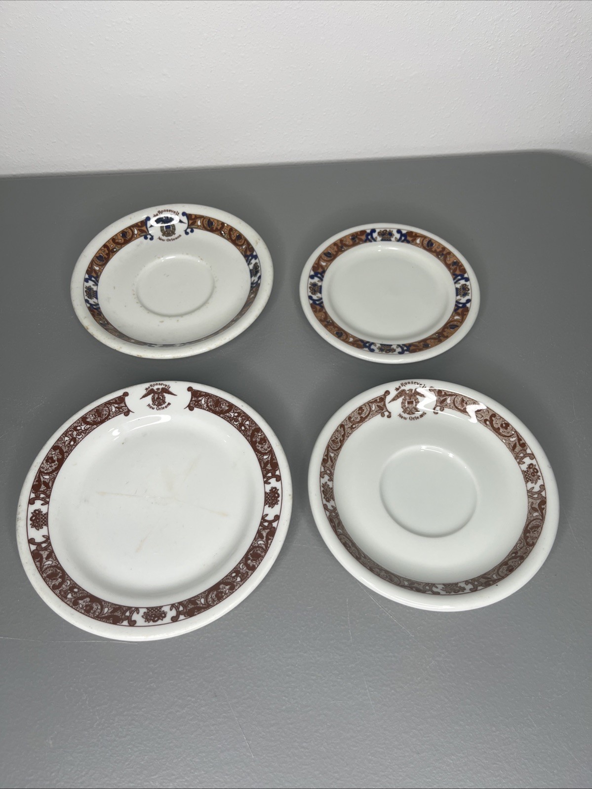 Vtg Shenango The Roosevelt Hotel New Orleans Plates And Saucers Lot Of 4