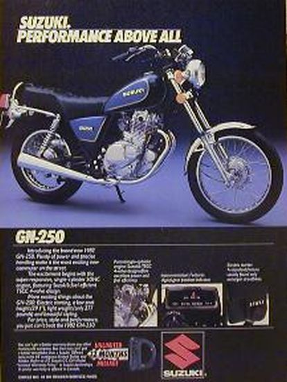 1982 SUZUKI GN-250 GN250 Original Motorcycle Ad GN 250