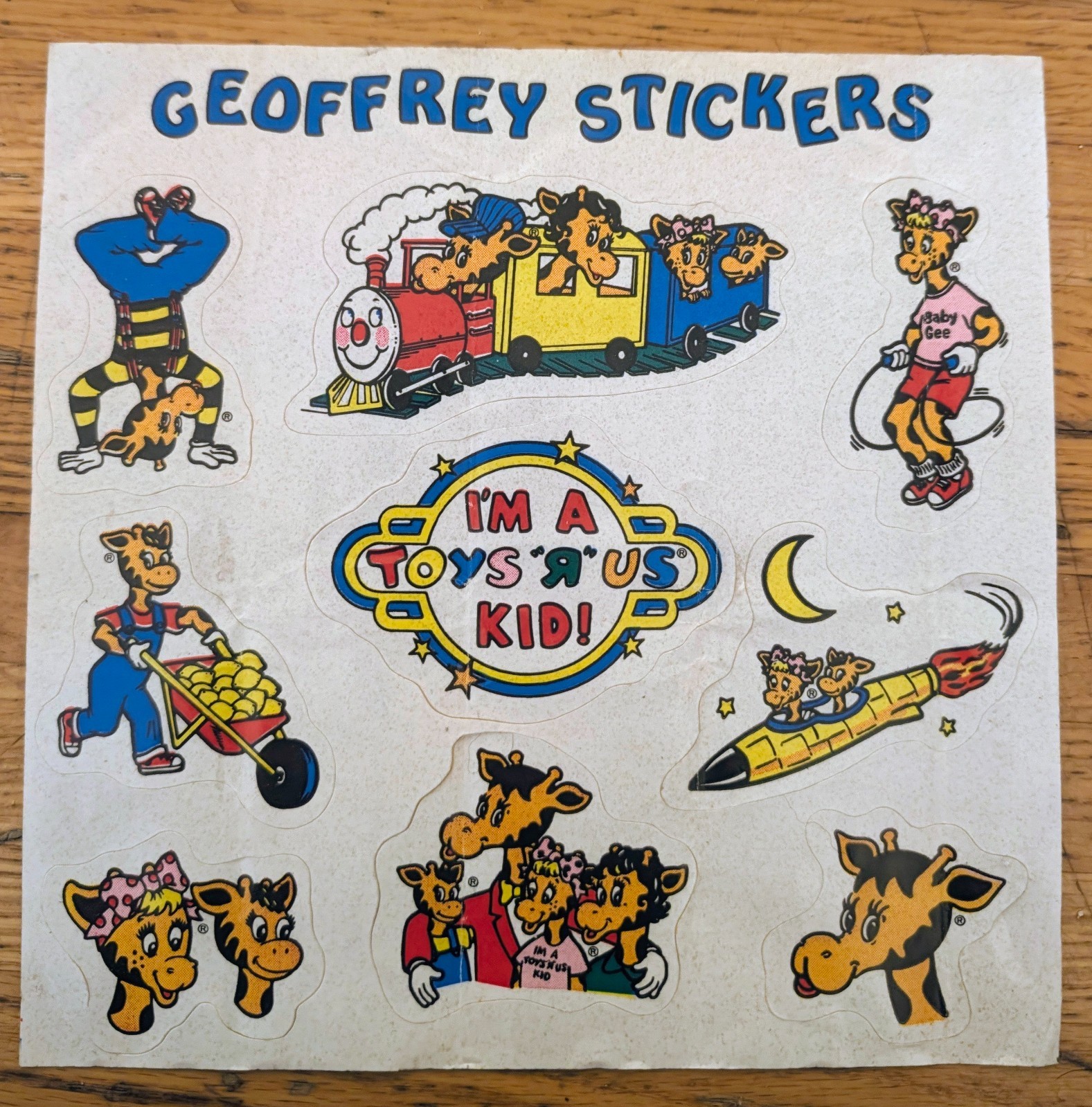 Vintage 1980s Toys R Us Geoffrey Sticker Sheet Im A Toys R Us Kid Giraffe Promo