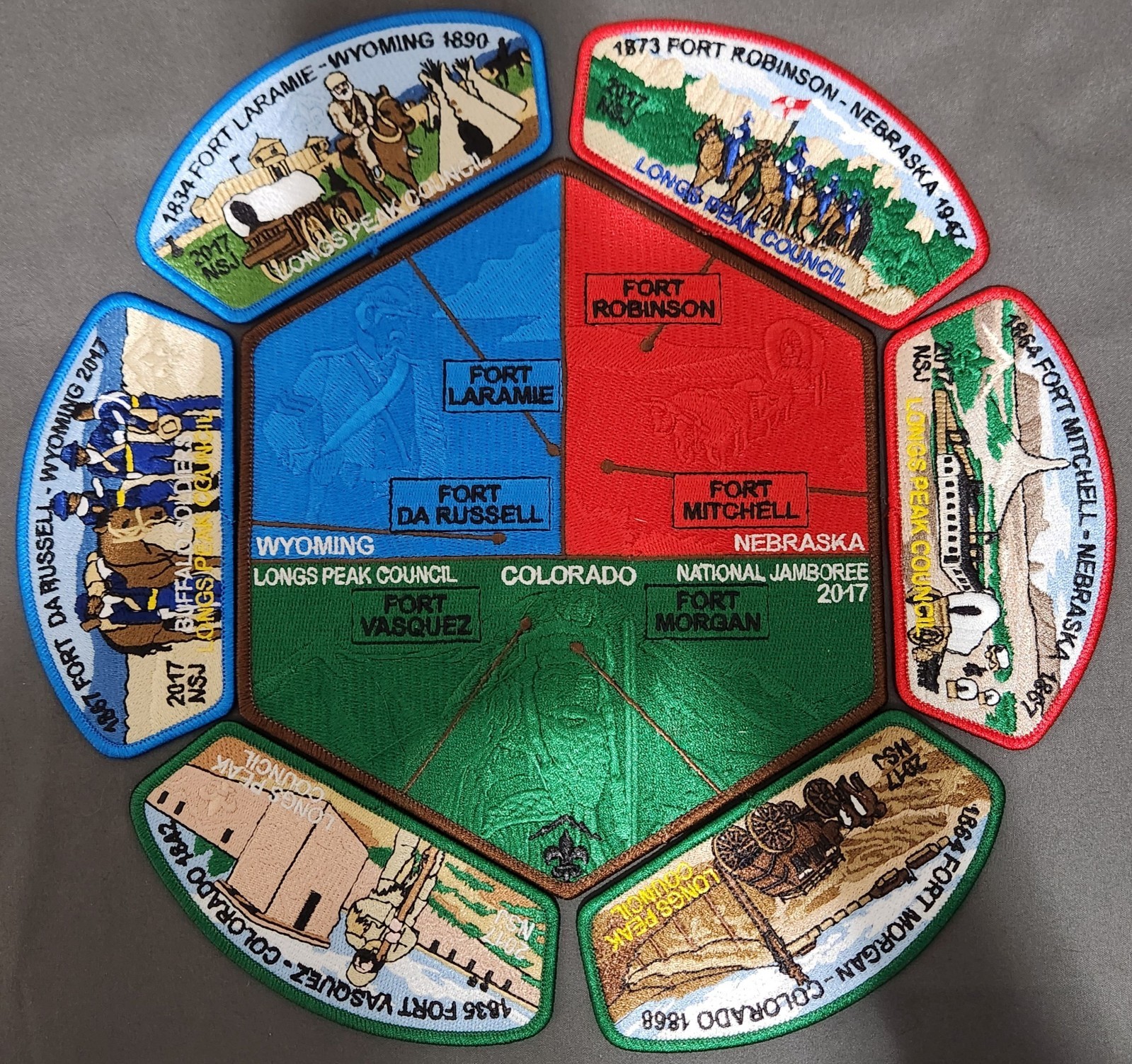 2017 National Jamboree, Longs Peak Council BSA Famous Forts Puzzle Patch Set Lot