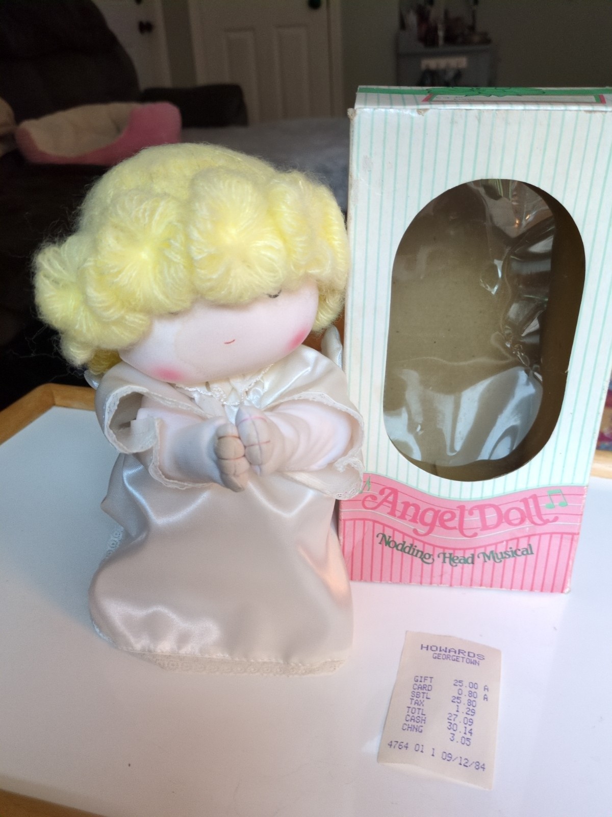 Vintage 1984 Enesco Precious Moments Angel Doll Musical Nodding Head In Box RARE