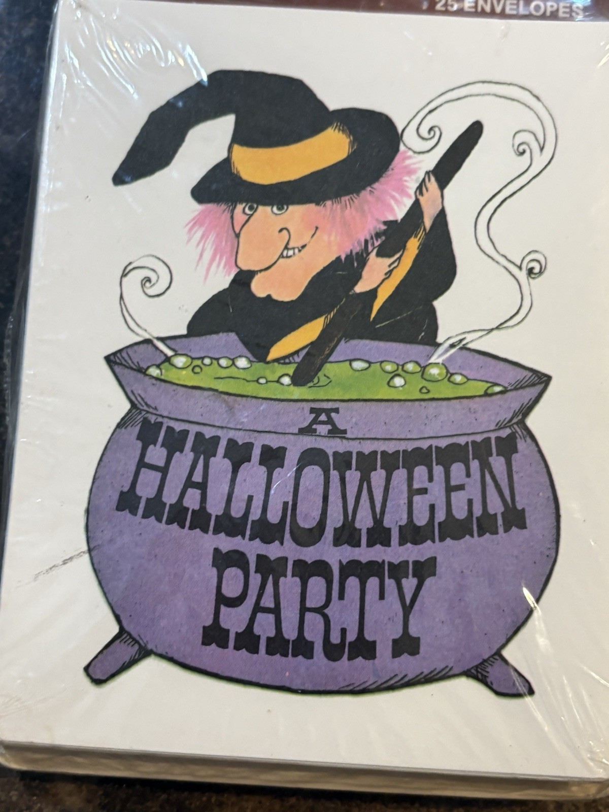 Vtg J.T. Murphy Halloween Invitations Pack Of 25 Cards Envelopes Witch Cauldron