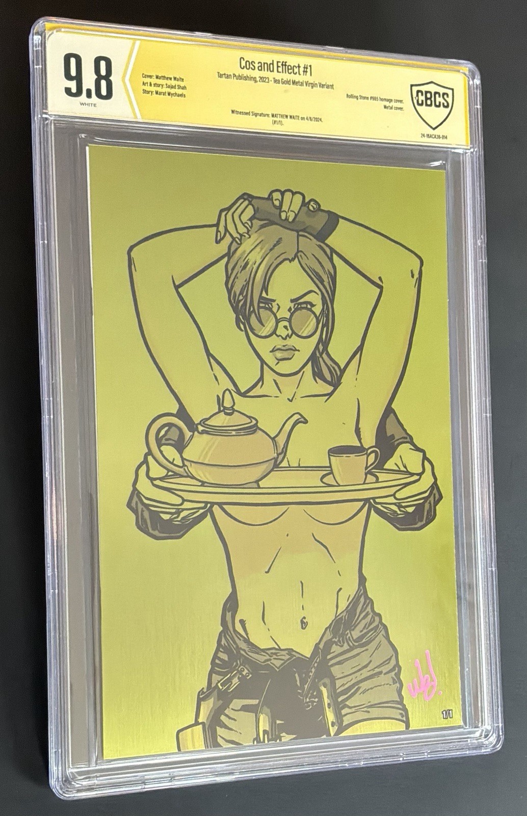 1/1 Cos and Effect #1 CBCS 9.8 Gold Metal Virgin Variant Signed Waite Not CGC