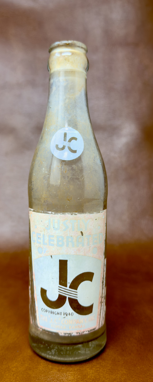 Vintage JC Justly Celebrated Soda Bottle  Albuquerque NM Sunshine Beverages 1940