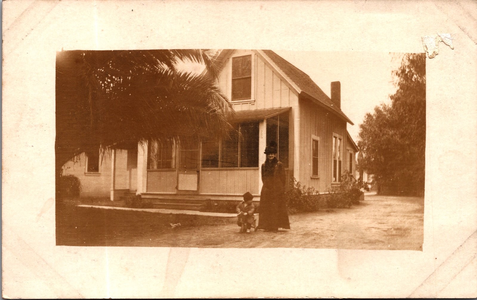 Antique RPPC Woman & Child at Home 726 Arlington Real Photo Postcard