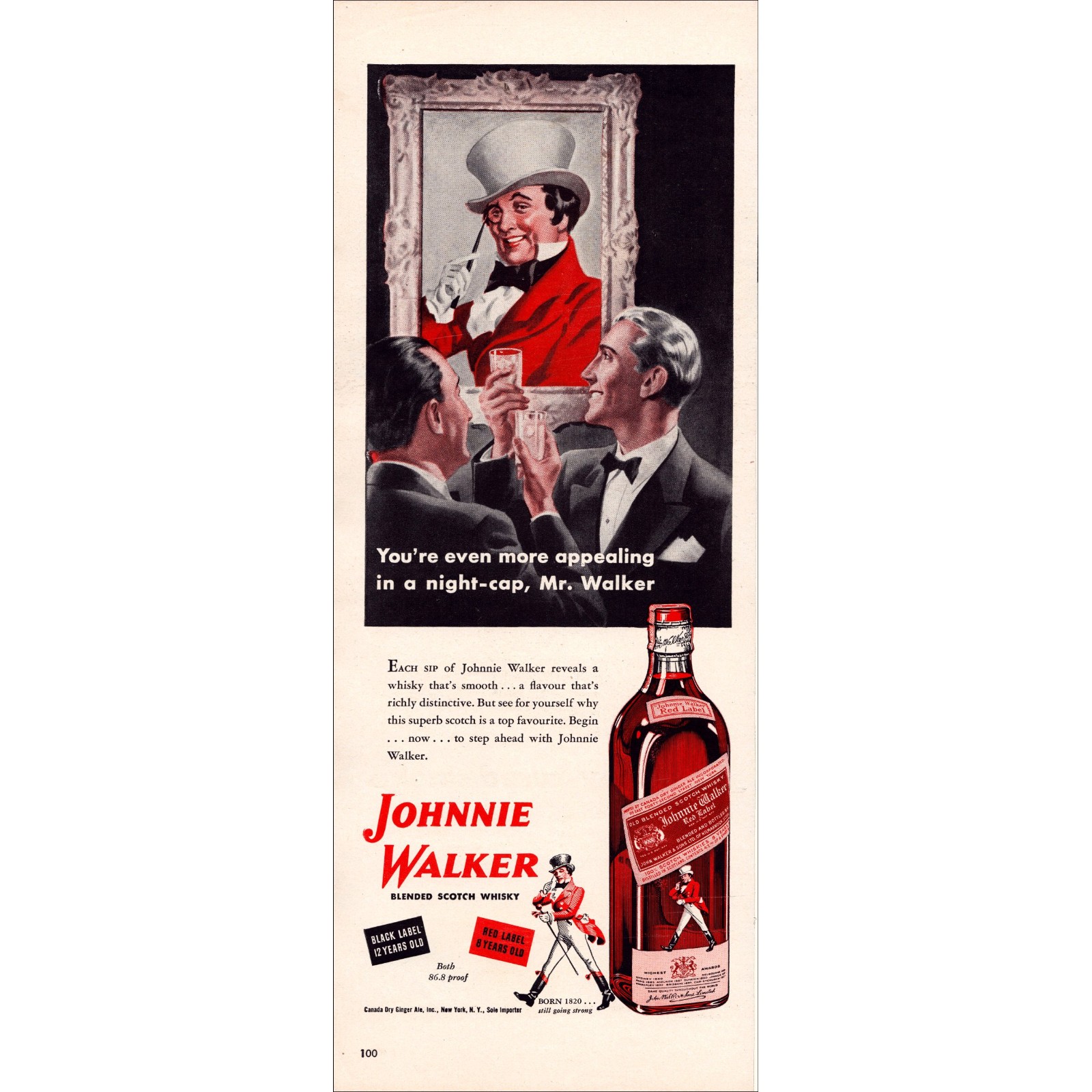 1943 Johnnie Walker Scotch Whiskey Original Vintage Print Ad