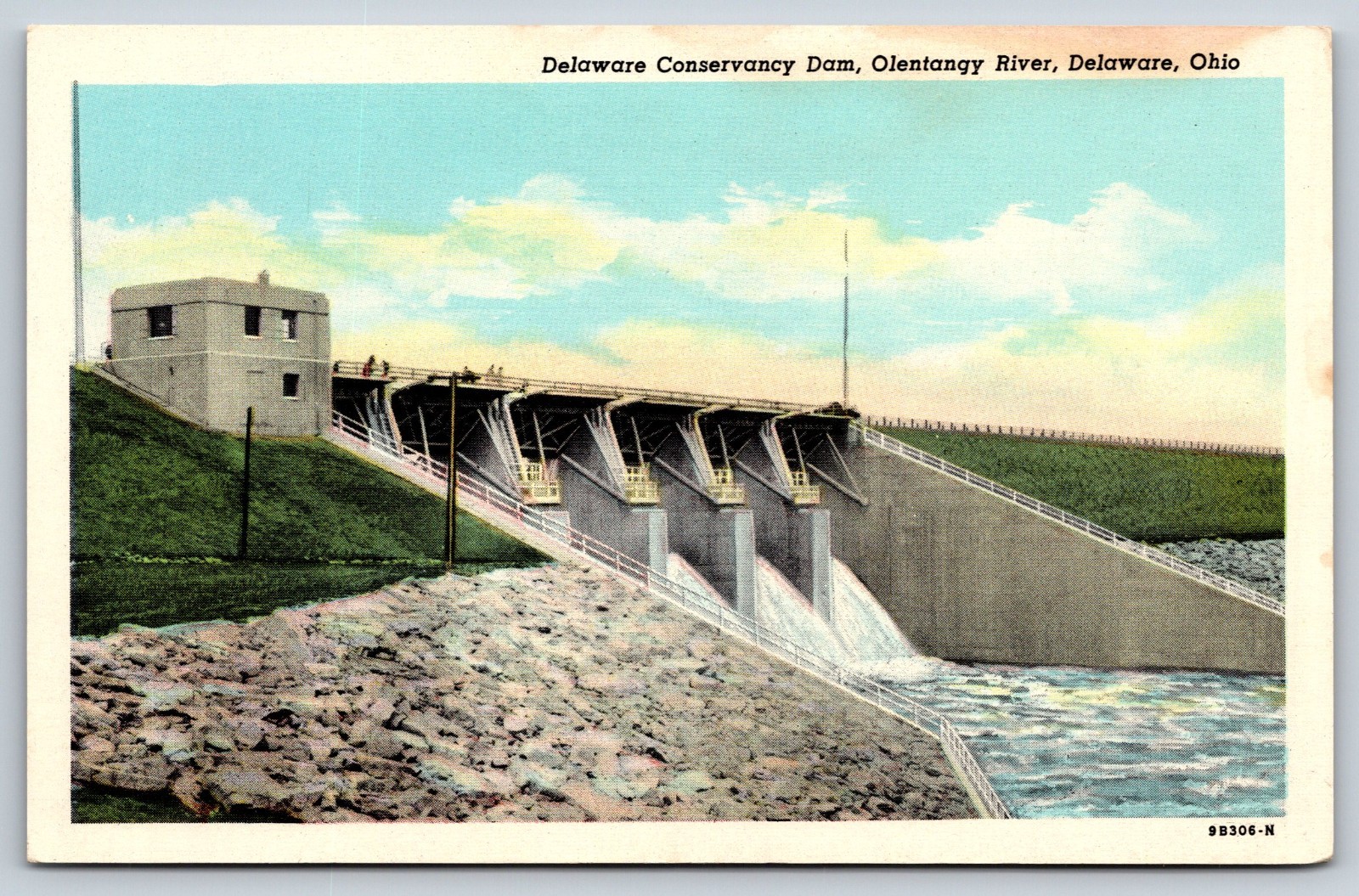 Vintage Postcard Delaware Conservancy Dam Olentangy River Ohio