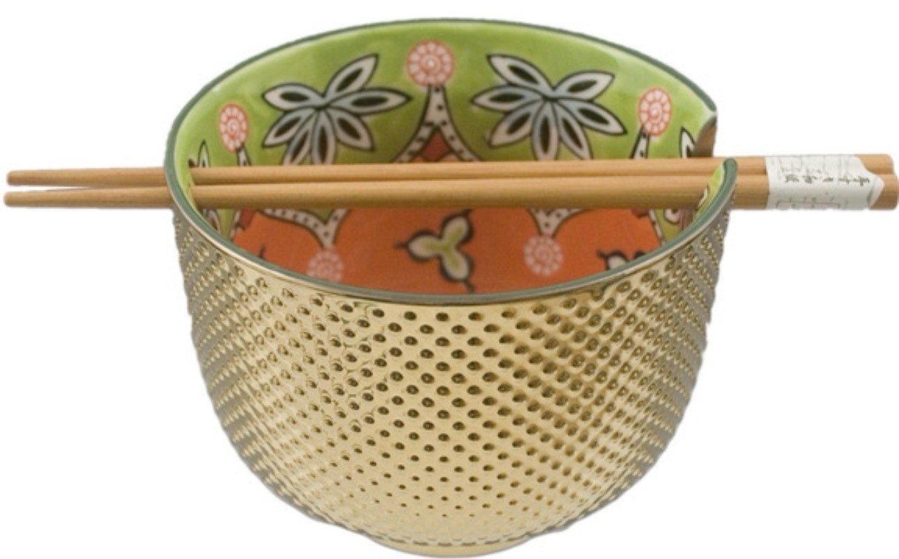 Royal Hand Painted Gold Noodle Bowl 3.8” H X 5” Royal Hand Painted Gold Noodle Bowl 3.8” H X 5”