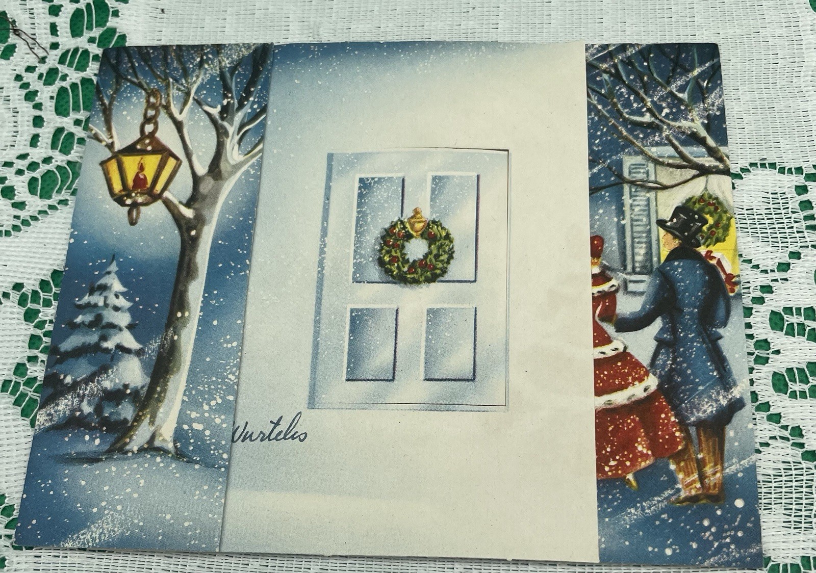 Unique 1950\'s Christmas Card Unfolds (used) Vintage Victorian
