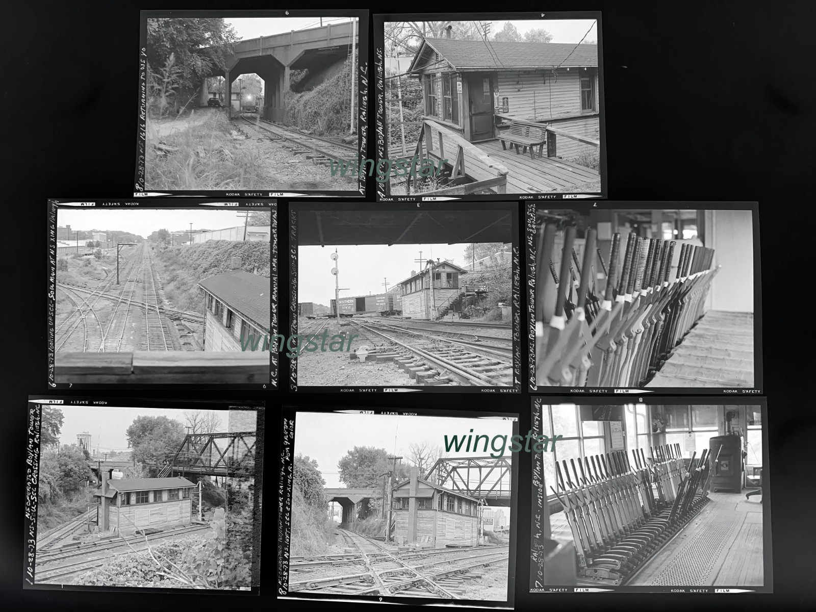 LOT BOYLAN TOWER & BRIDGE Norfolk Southern Train Lever 8 Old Vintage Negatives