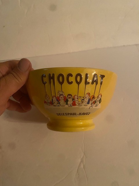 Vintage Chocolat Delespaul-Havez Yellow Footed Bowl Ceramic Halluin France