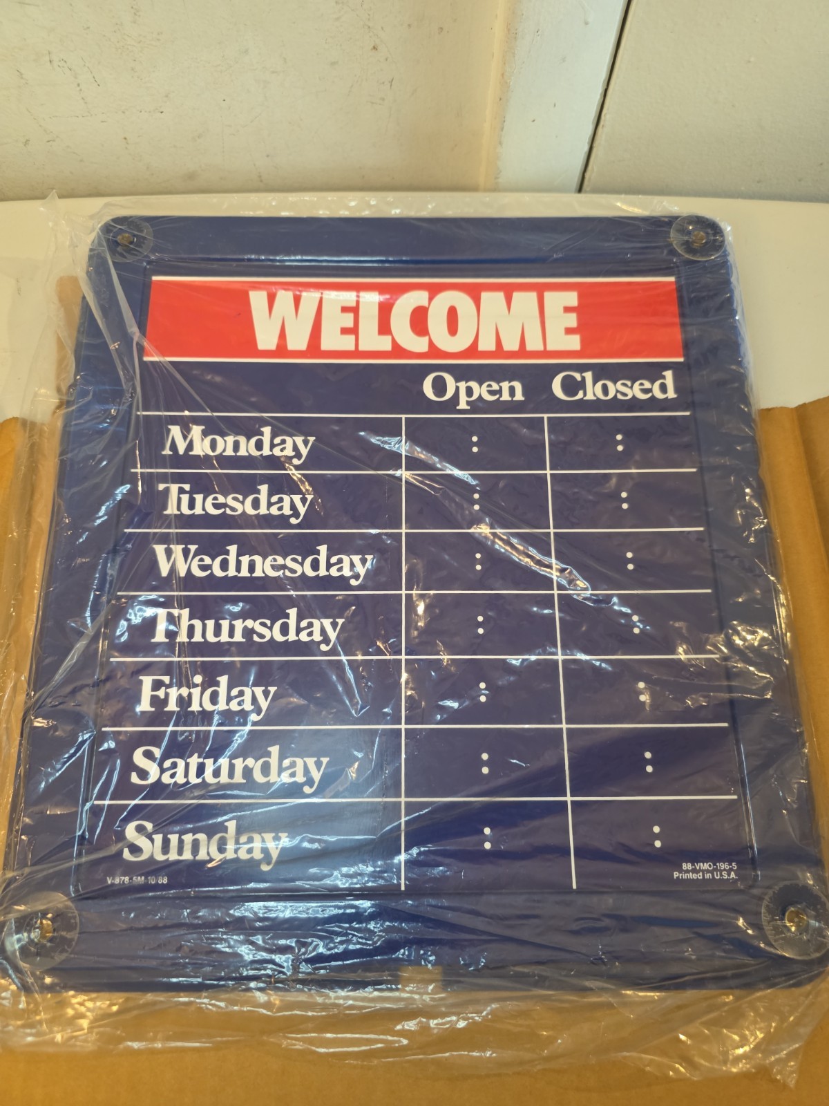 VTG Valvoline Store Window Hours Advertising Sign Gas & Oil NOS Original Box
