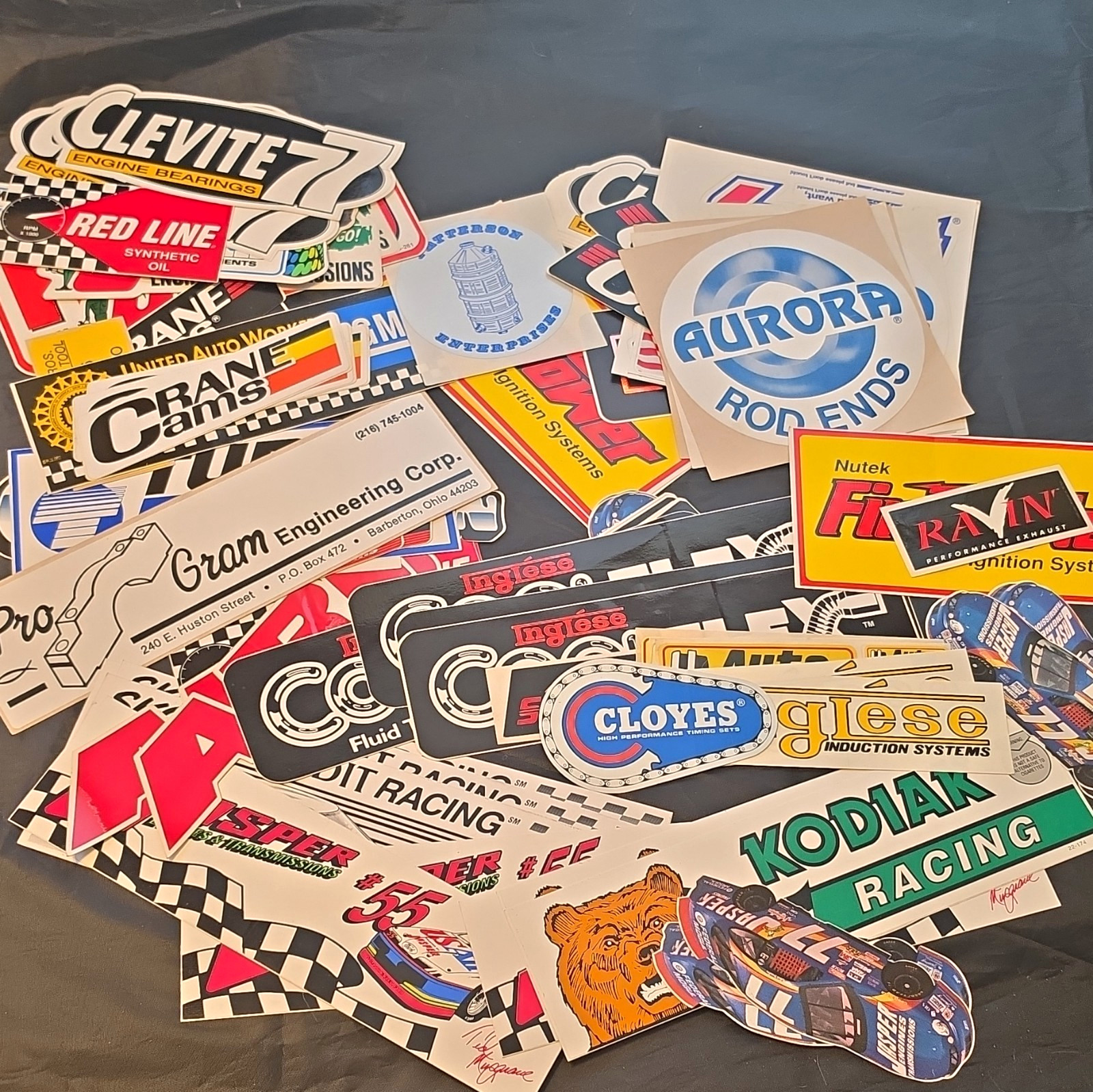 50+ Racing vintage automotive decal & sticker lot - Multicolor (1980) 50+ Racing vintage automotive decal & sticker lot - Multicolor (1980)