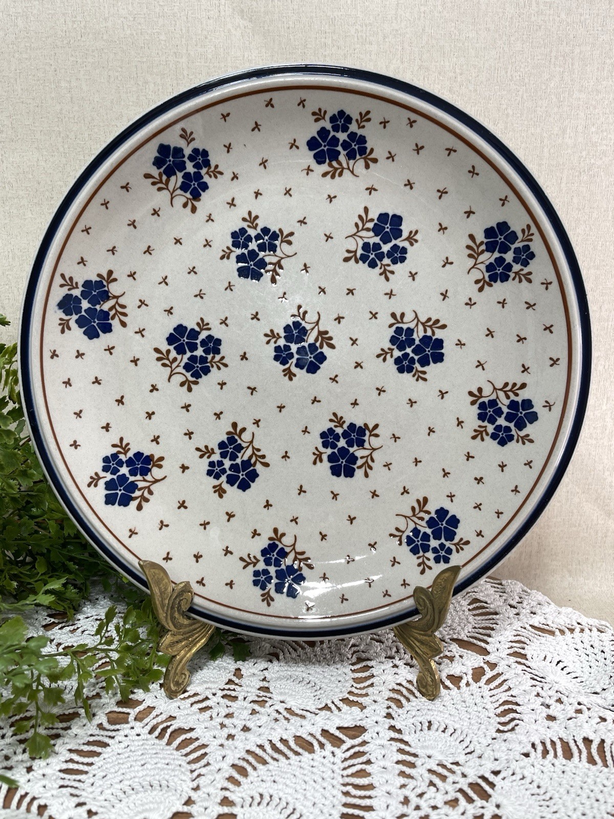 Country Field Stoneware Wall Dinner Plate Blue Flowers Newcor Japan 10 In Set 2