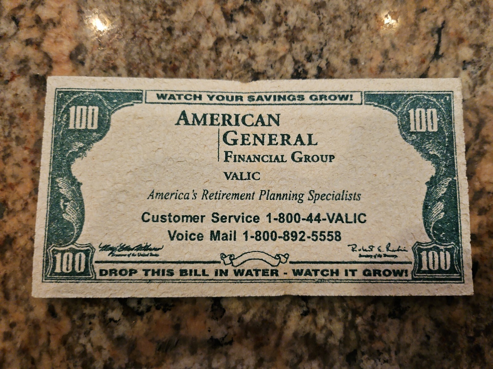 Vintage American General Financial Group VALIC Bill Sponge Promotion 