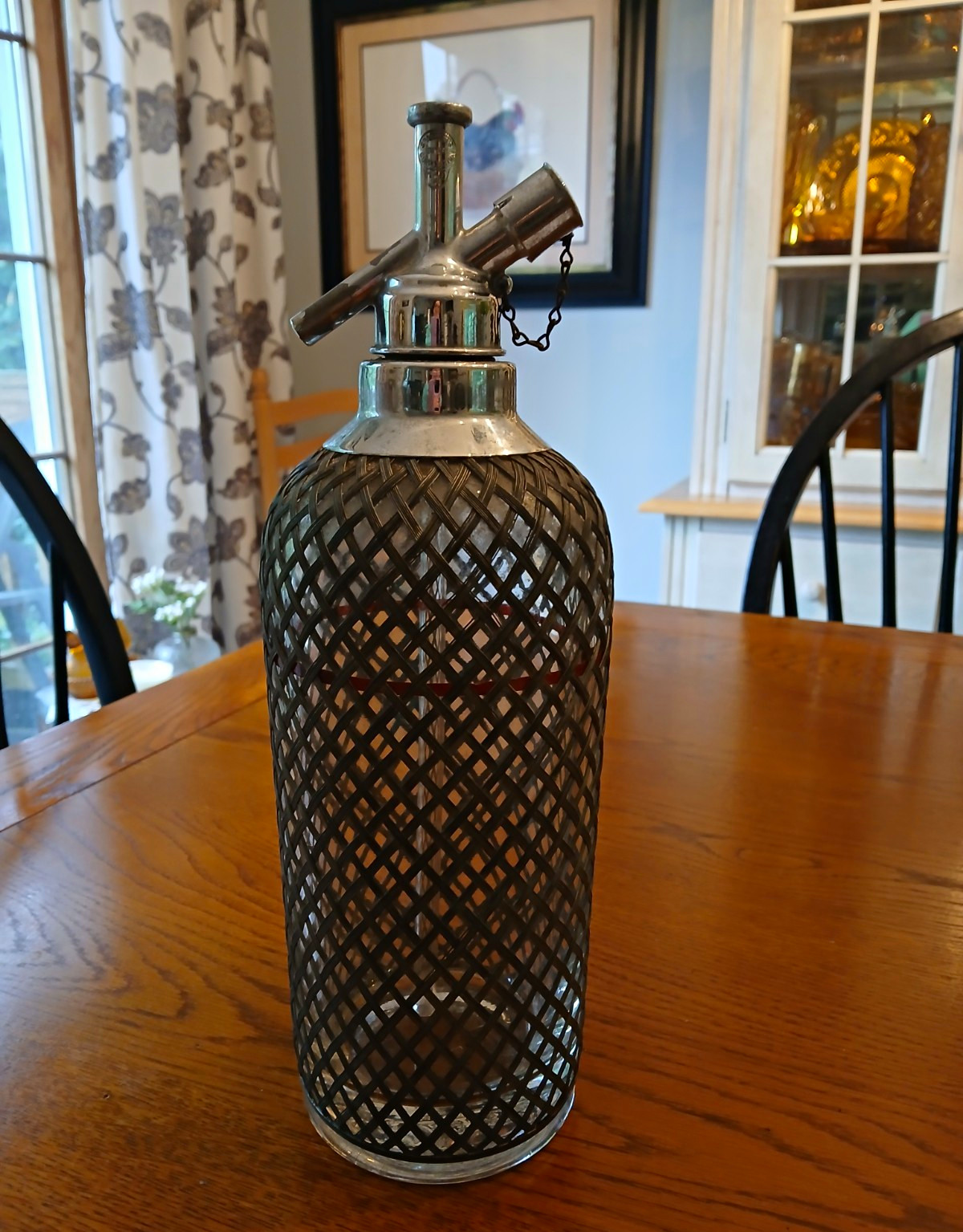 Vintage 1930's Sparklets Metal Mesh Wrapped Glass Seltzer Bottle