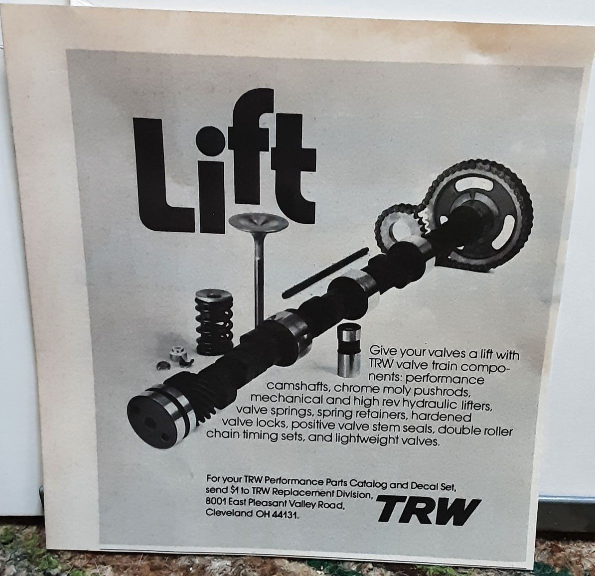 1976 TRW Lift Valve Train Parts Print Ad Camshaft Performance Vintage 1976 TRW Lift Valve Train Parts Print Ad Camshaft Performance Vintage