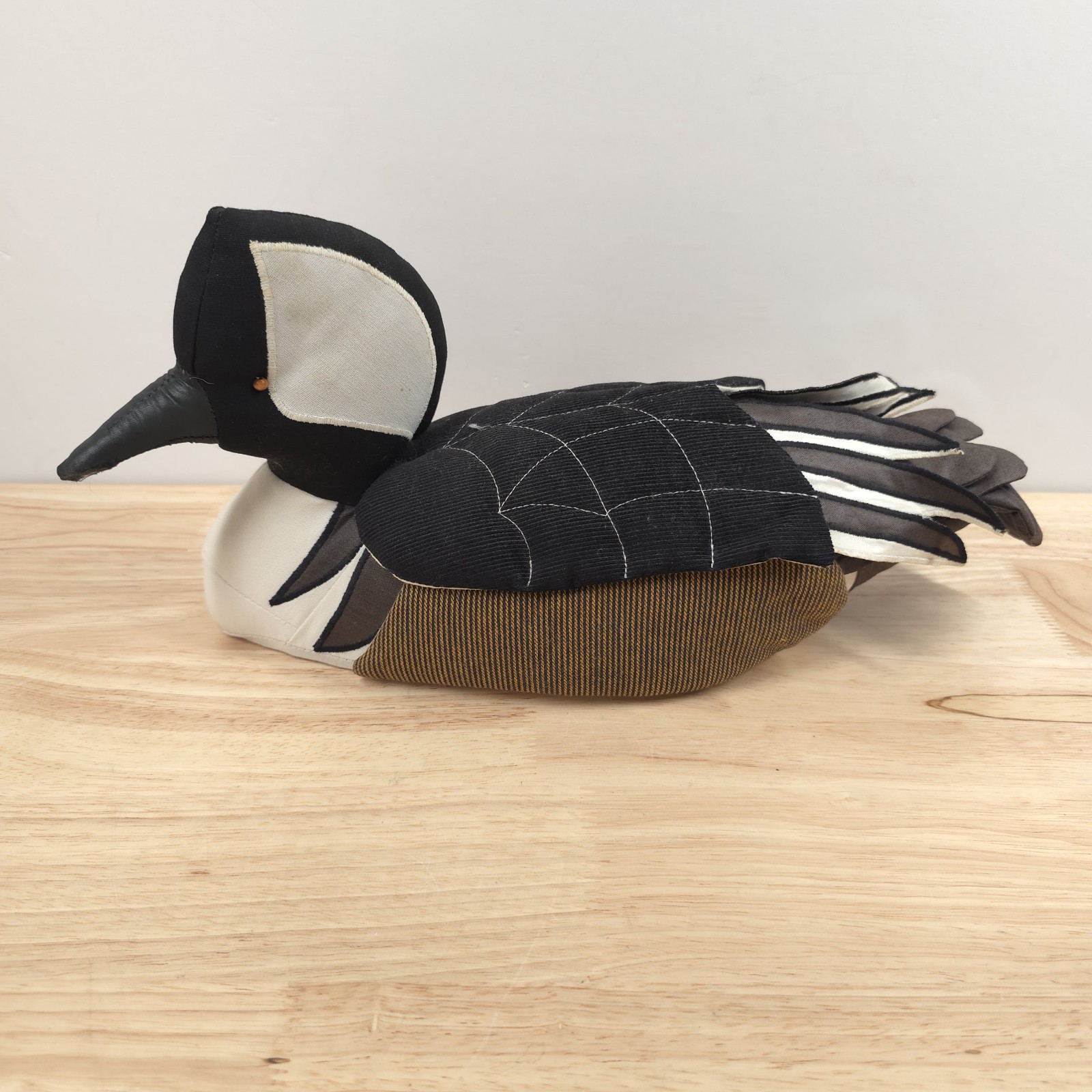 VTG Hooded Merganser Decoy Doorstop by Lynda Cox 1986 Folk Art 15