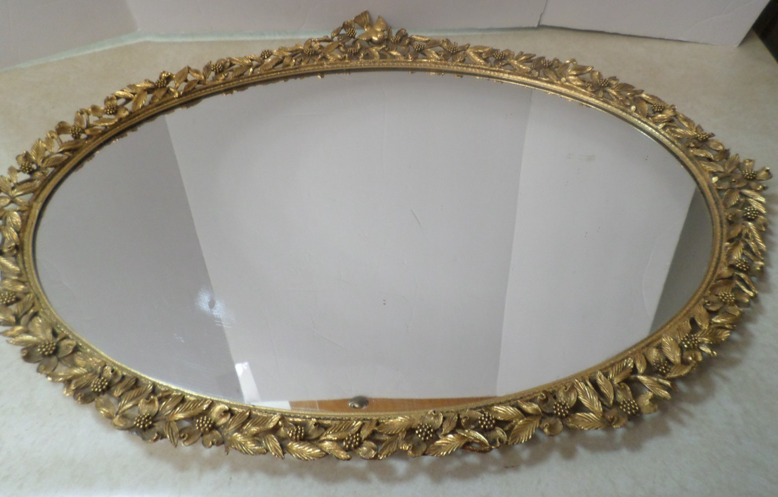 Vintage Matson Design Gold Scrolled Scalloped Vanity Tray Large 21x15