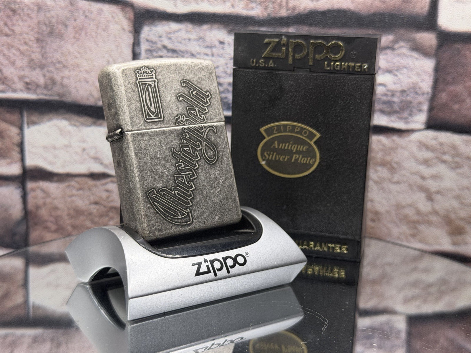 1997 Zippo Chesterfield  Antique Silver Limited Edition With Original Box Rare